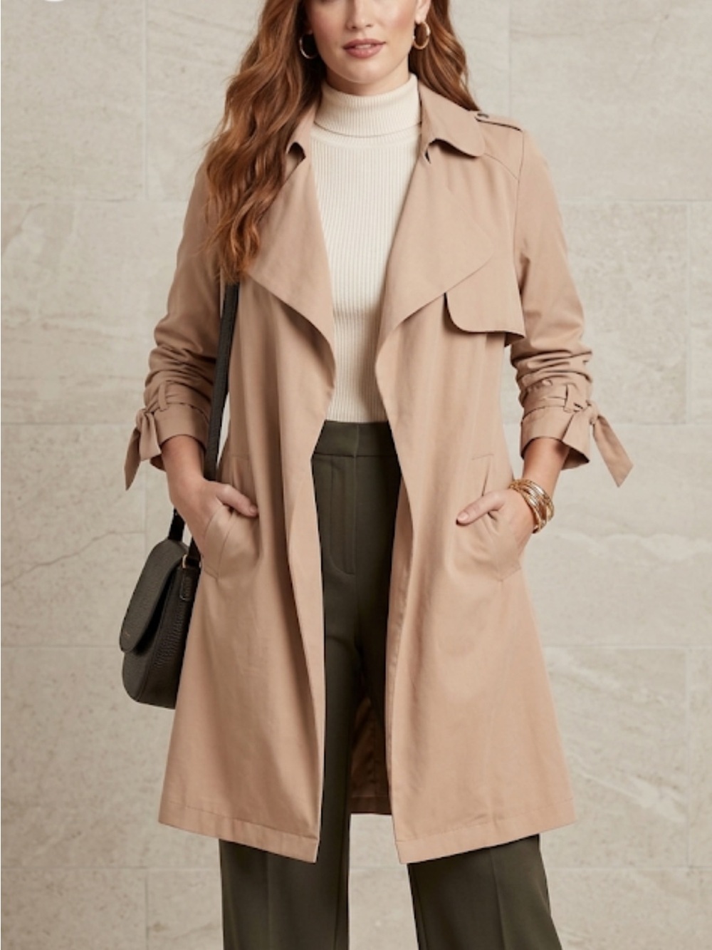 Love Tree Women's‎ Tan Trench Coat lightweight
